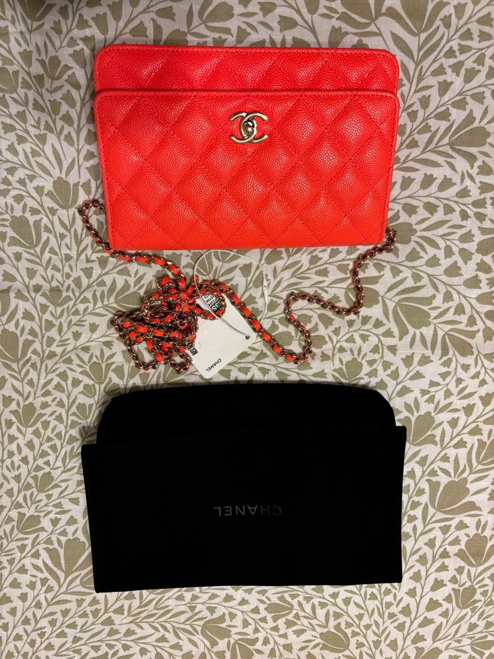 CHANEL Red Quilted Leather Crossbody with Gold Hardware